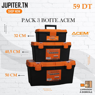Pack 3 Boîtes à Outils ACEM - 32cm + 40.5cm + 50cm