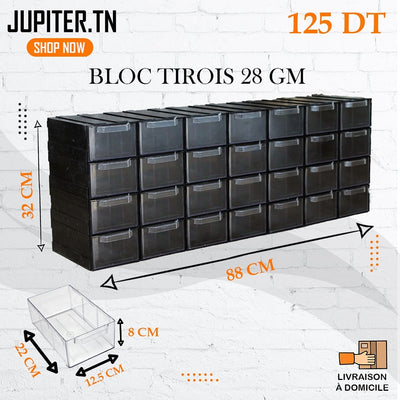 Bloc Tiroirs 28 Cases - Grand Modèle (GM)