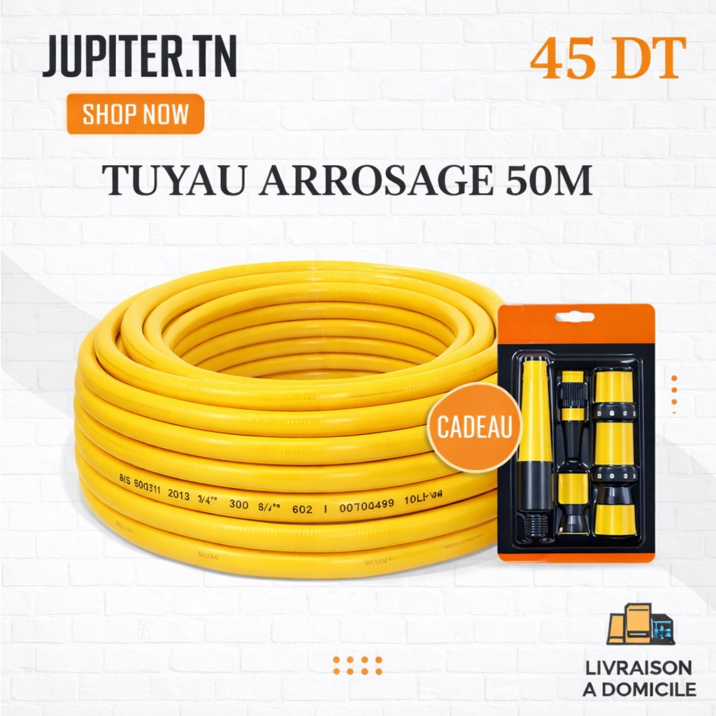 Tuyau d'Arrosage 25-50m Anti-Pliage - Kit Raccords & Lance Offert